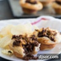 Smoky BBQ Beef Biscuit Bites 2 BBQ Beef Biscuit Cups on a plate