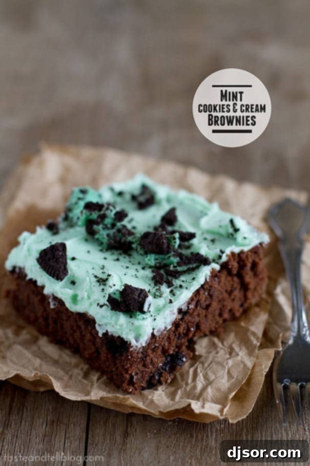 Mint cookies and cream brownies with a layer of mint frosting.