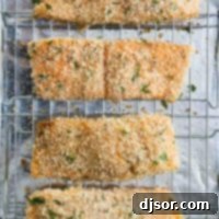 Pieces of Panko Crusted Salmon on a cooling rack.