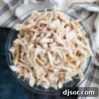 large bowl of shredded chicken