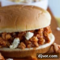 Buffalo Sloppy Joes with Blue Cheese Crumbles