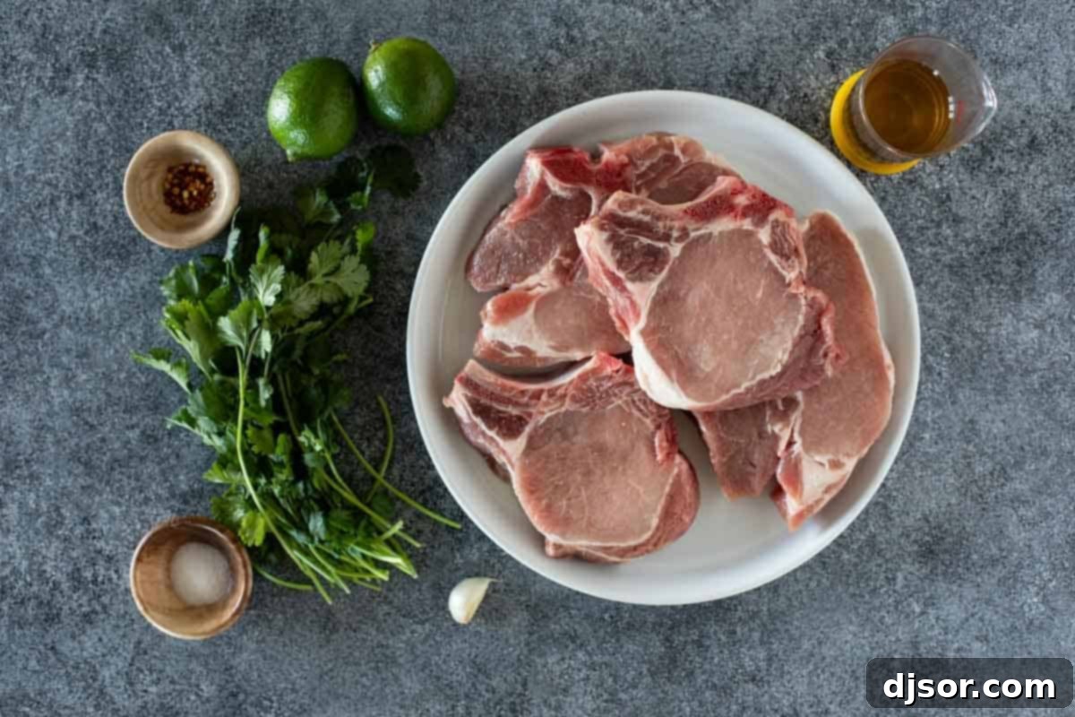 Zesty Cilantro-Lime Glazed Pork Chops 3 Ingredients for Grilled Pork Chops with Cilantro Lime Sauce.
