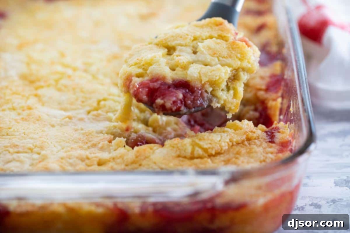 A blast from the past, this easy Dump Cake recipe only takes 4 ingredients. Switch up the filling ingredients depending on what you have on hand or what your favorite flavor is. A scoop of ice cream on top takes it to another level! scoop of dump cake