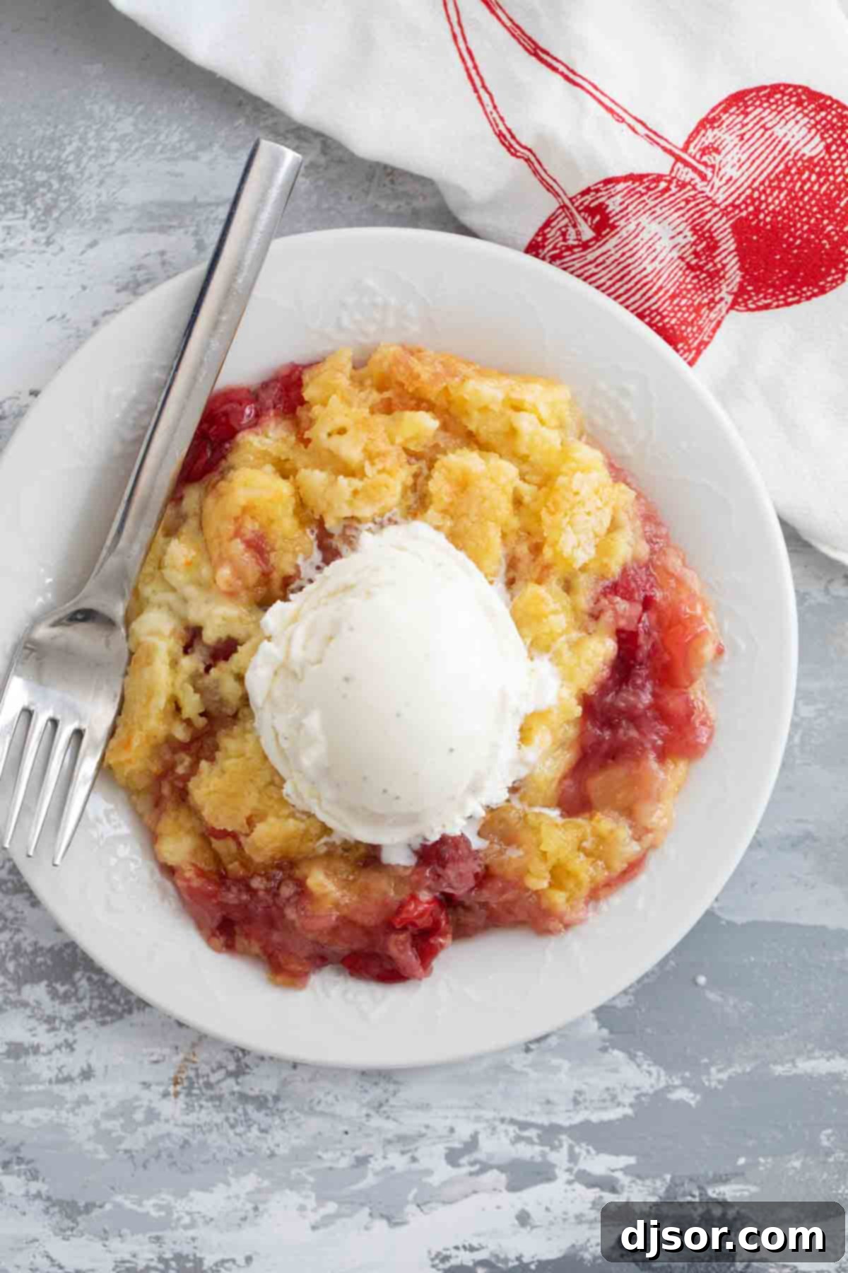 Pineapple and Cherry Dump Cake serving