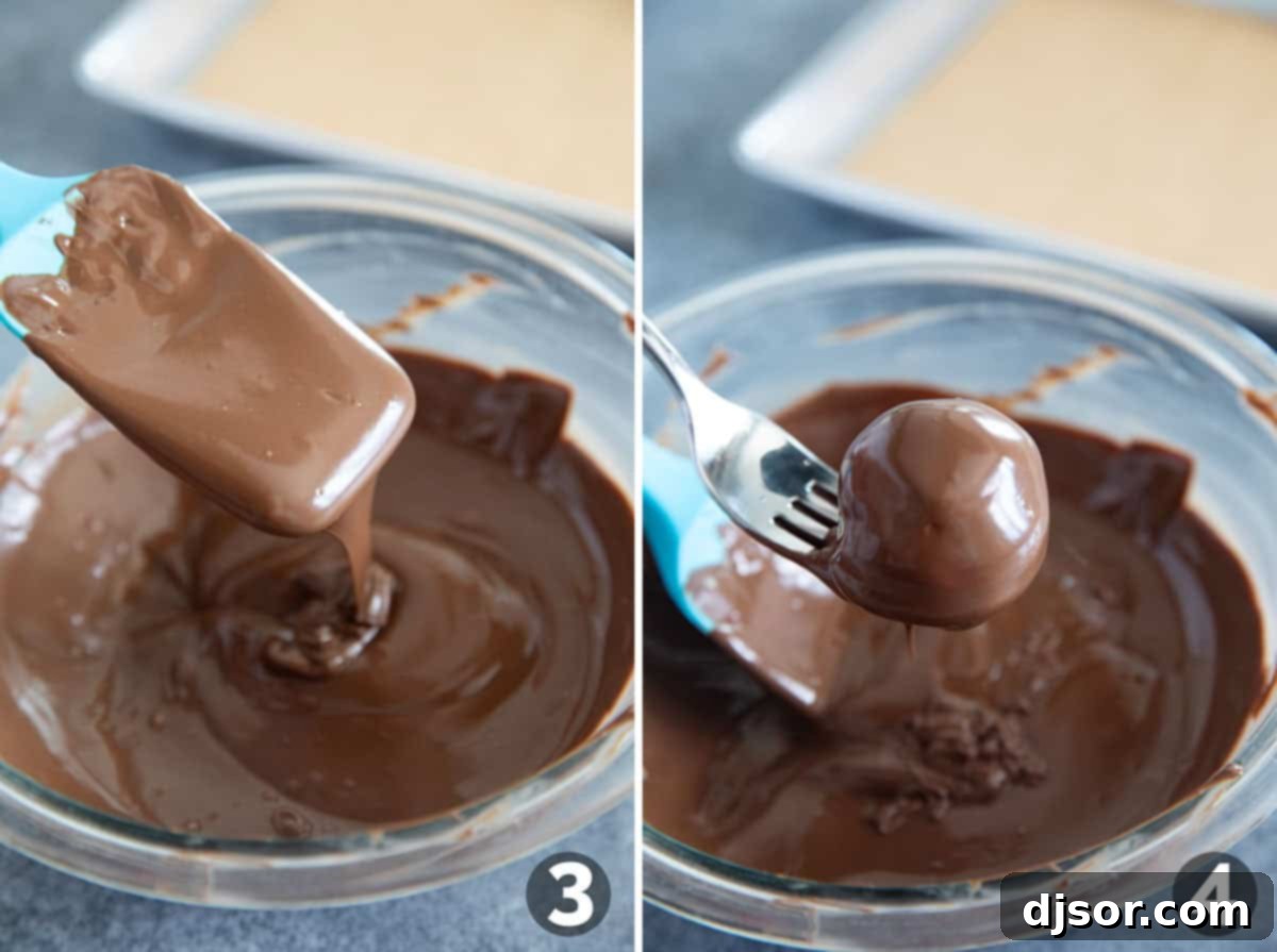 Mini Ice Cream Indulgences 5 Dipping ice cream bonbons in chocolate.