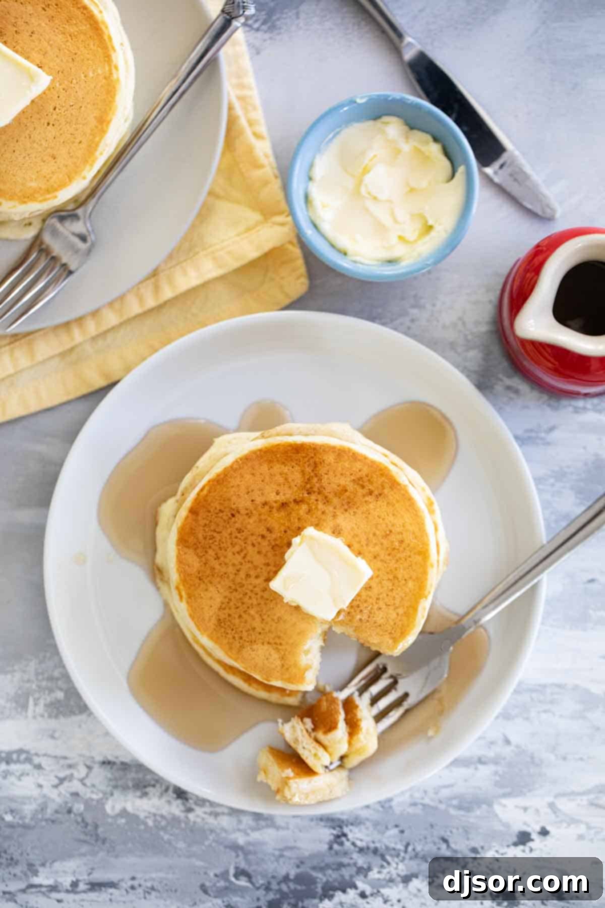 If you love fluffy and soft pancakes, this really is the Best Pancake Recipe! Made from pantry staples, these pancakes are the perfect breakfast recipe. Homemade pancakes