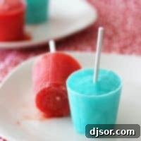DIY Frozen Delights 2 Close-up of two colorful homemade ice pops