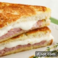 Tuscan Monte Cristos 4 Italian Style Monte Cristo with honey mustard thyme sauce cut in half.