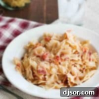 Fire-Roasted Tomato & Bacon Pasta 2 Smoky Tomato Bacon Pasta in a bowl, ready to be served.