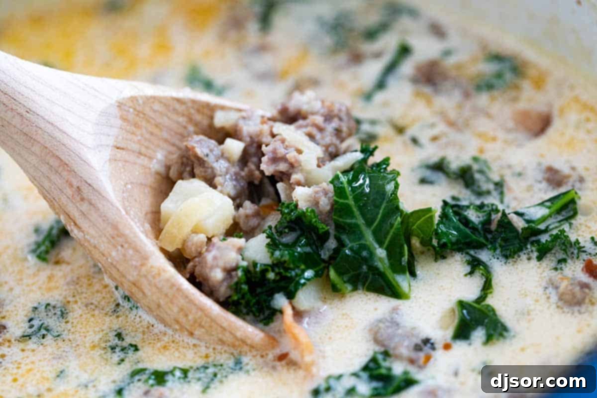 scoop of copycat olive garden zuppa toscana