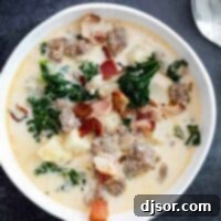 overhead view of zuppa toscana soup