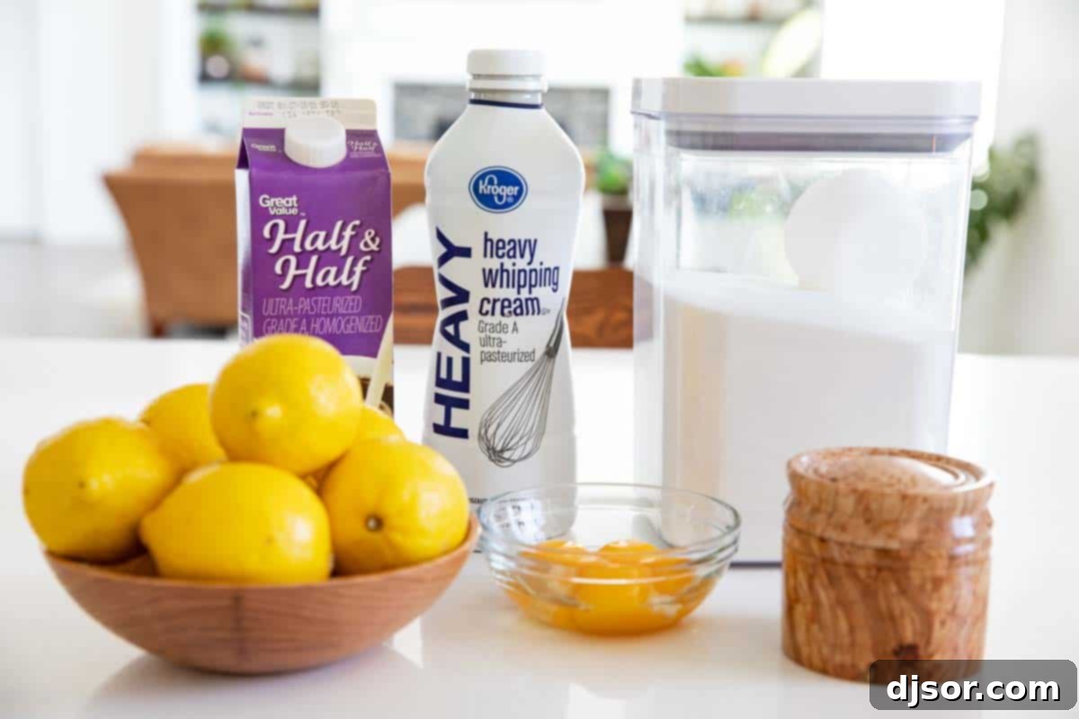 ingredients to make lemon ice cream