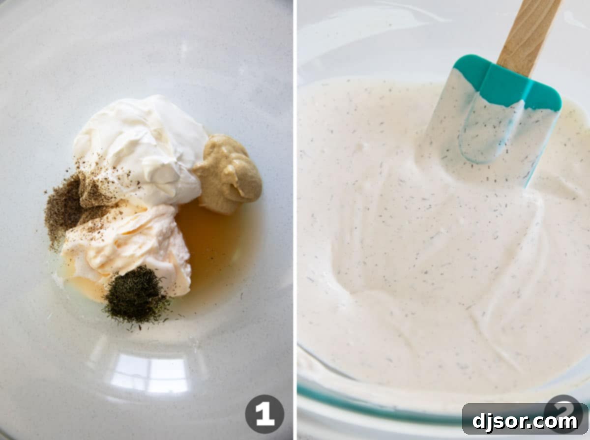 Making the dressing for Bow Tie Pasta Salad.