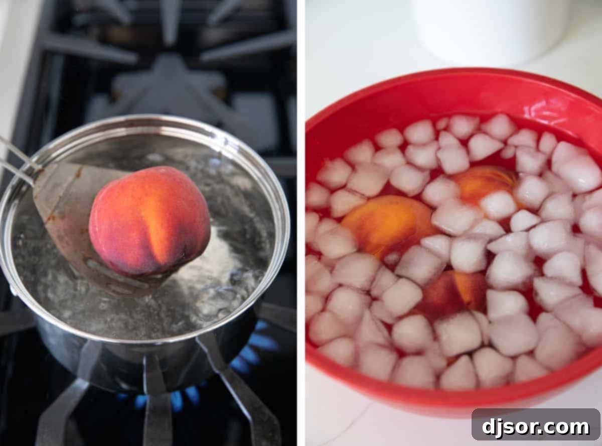 Sun-Kissed Peach Freeze 4 peeling fresh peaches for peach frozen yogurt