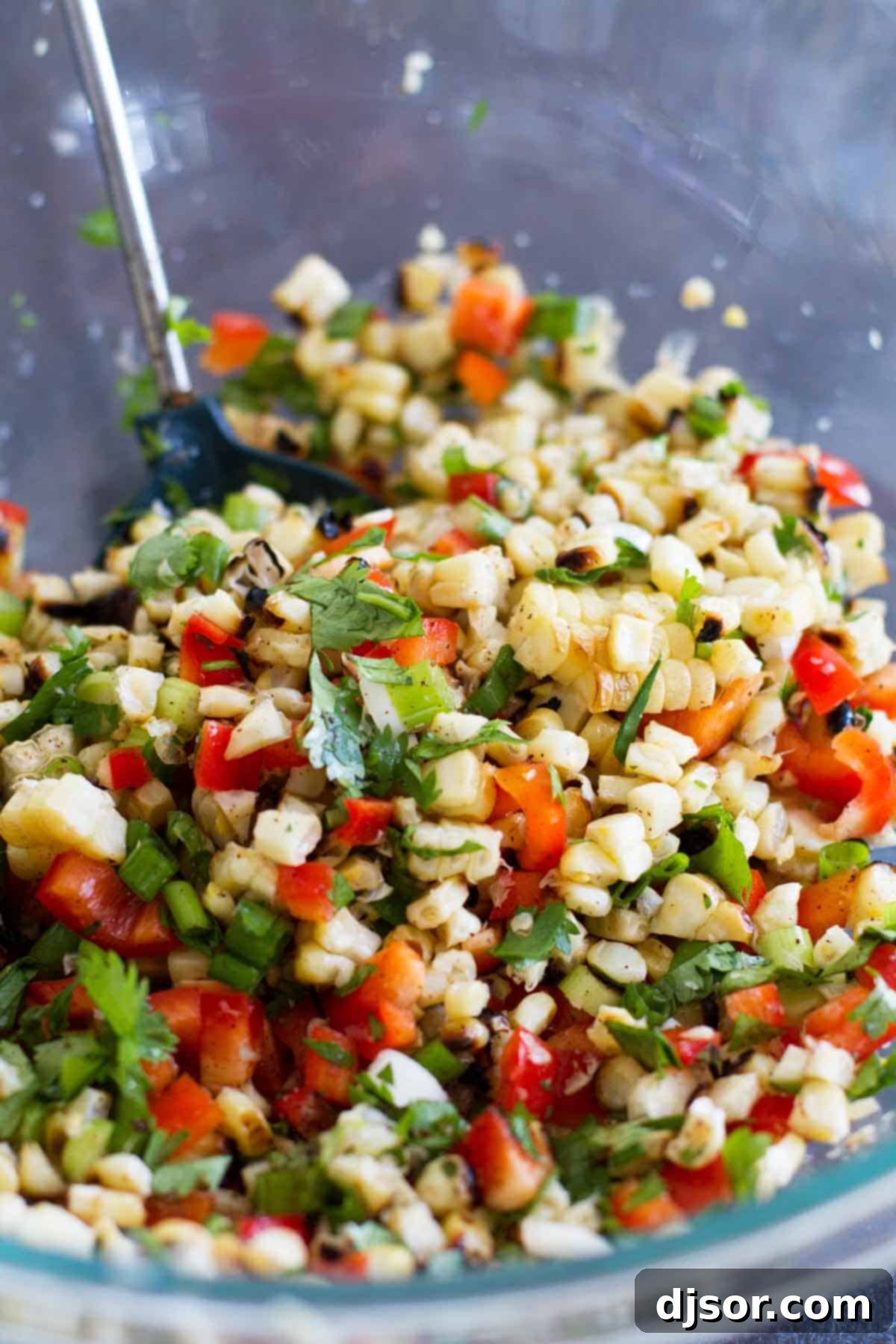 Grilled Corn Salsa - The Heart of the Quesadilla Freshly made Grilled Corn Salsa, colorful and ready for quesadilla filling