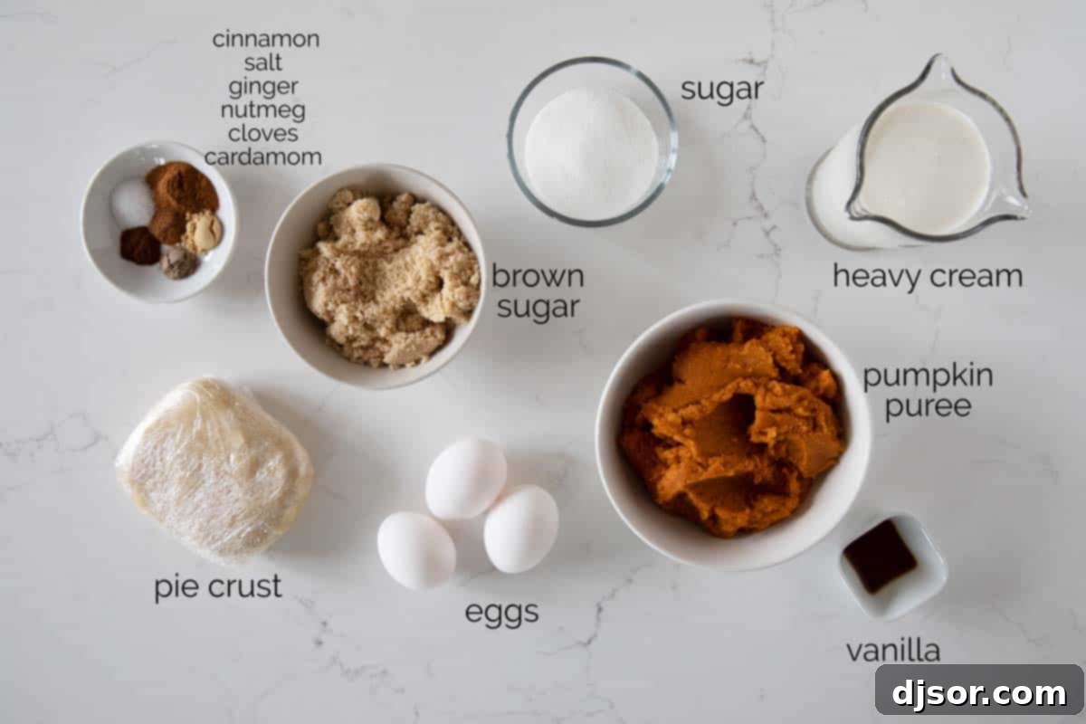 A traditional holiday pie, this classic Pumpkin Pie is filled with warm spices and is super easy to prepare. This pie is smooth and creamy and delicious! ingredients needed to make pumpkin pie