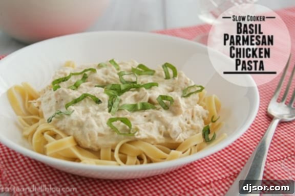 Slow Cooker Basil Parmesan Chicken Pasta | Taste and Tell