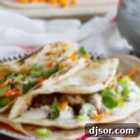 Buffalo Beef Taco Recipe made with flour tortillas and ground beef.