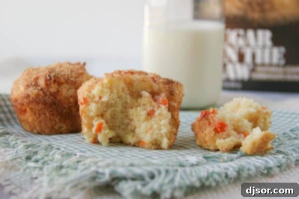 Tropical Carrot Pineapple Muffins 3 Close-up of Carrot Pineapple Muffins showcasing the crunchy turbinado sugar topping