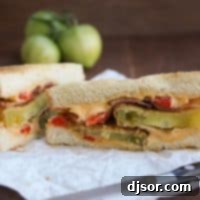 Inside of Fried Green Tomato Sandwich