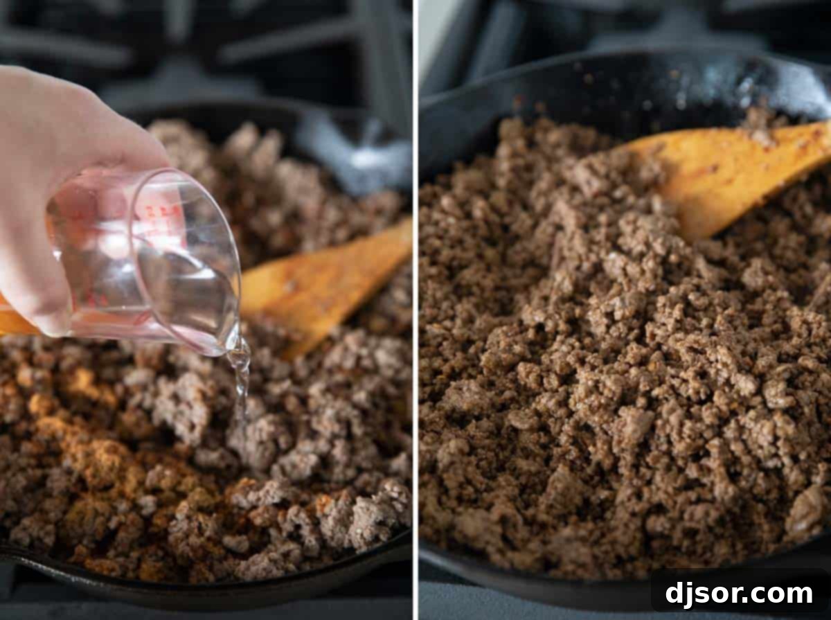 Fiesta Salad Bowl 2 Making taco ground beef for taco salads.