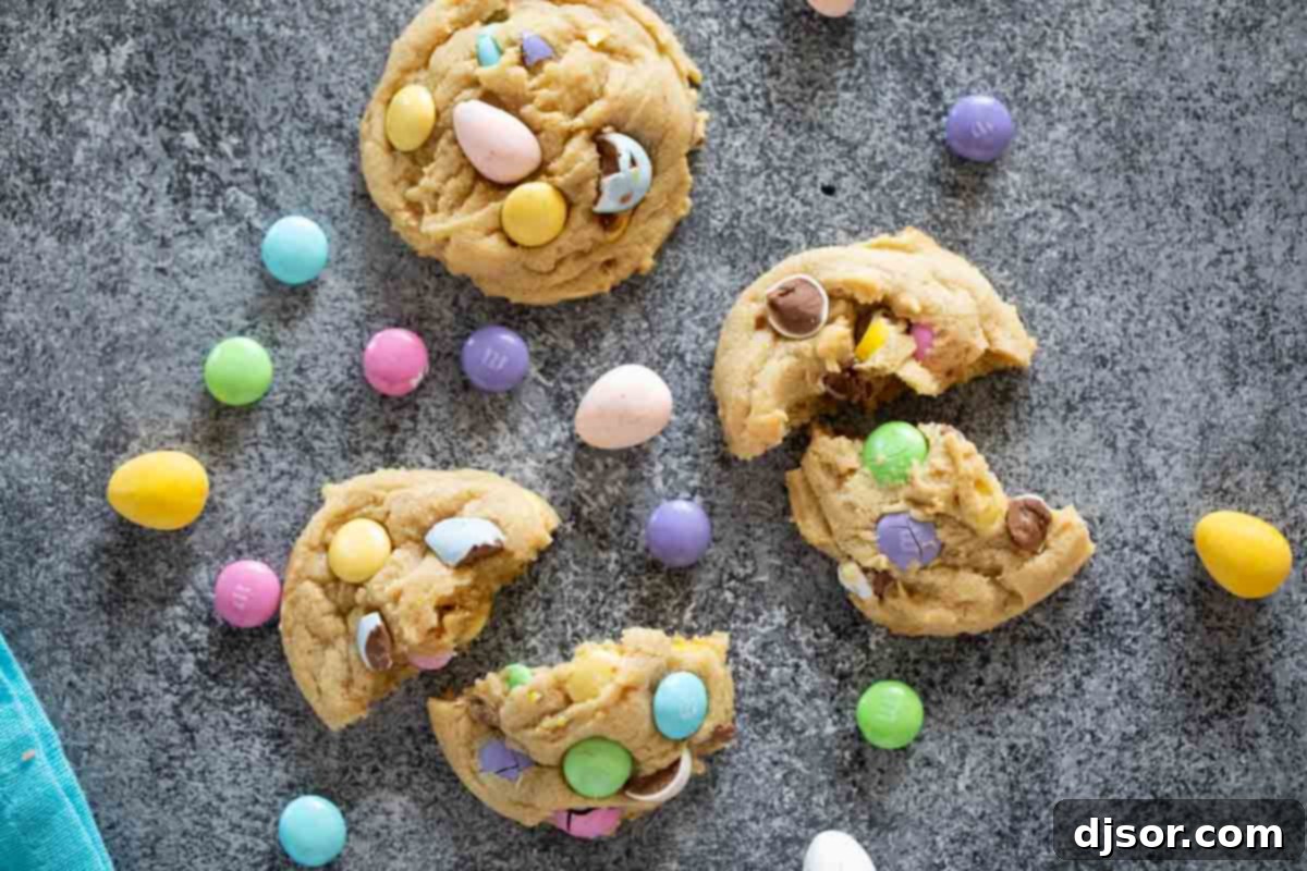 A super soft cookie filled with lots of Easter candy, these Easter Cookies are perfect the weeks leading up to Easter! The pastel colors scream spring, and the flavor and texture will have you coming back for more. Cookies with Easter candy