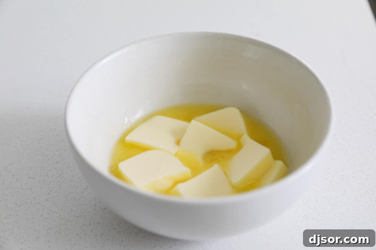 Partially melted butter for making cookies