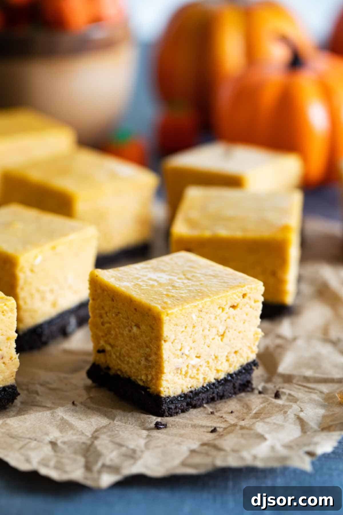 sliced pumpkin cheesecake bars