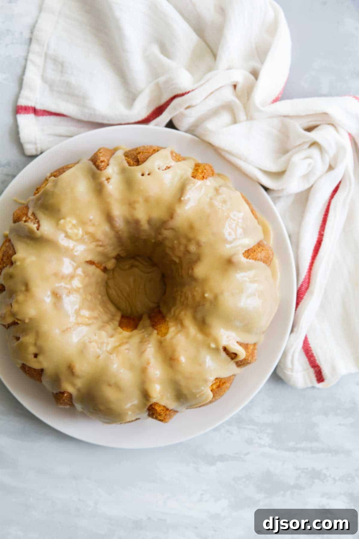 Caramel Icing on top of a Buttermilk Cake