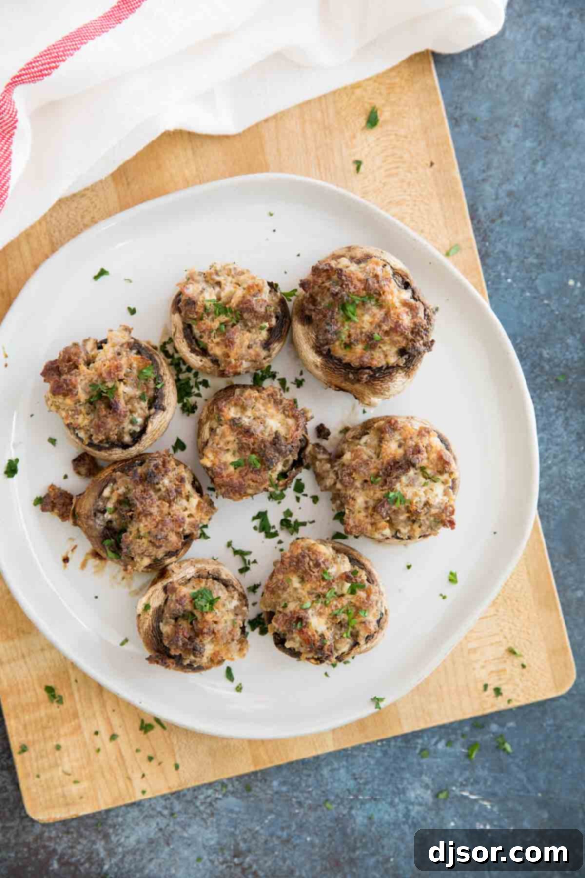 Sausage and Cream Cheese Stuffed Mushrooms - closeup of filling