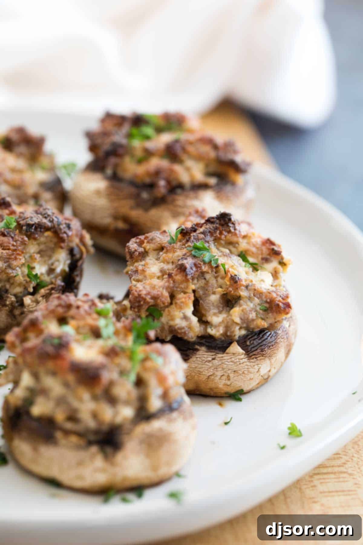 Best Sausage Stuffed Mushroom recipe with golden browned top