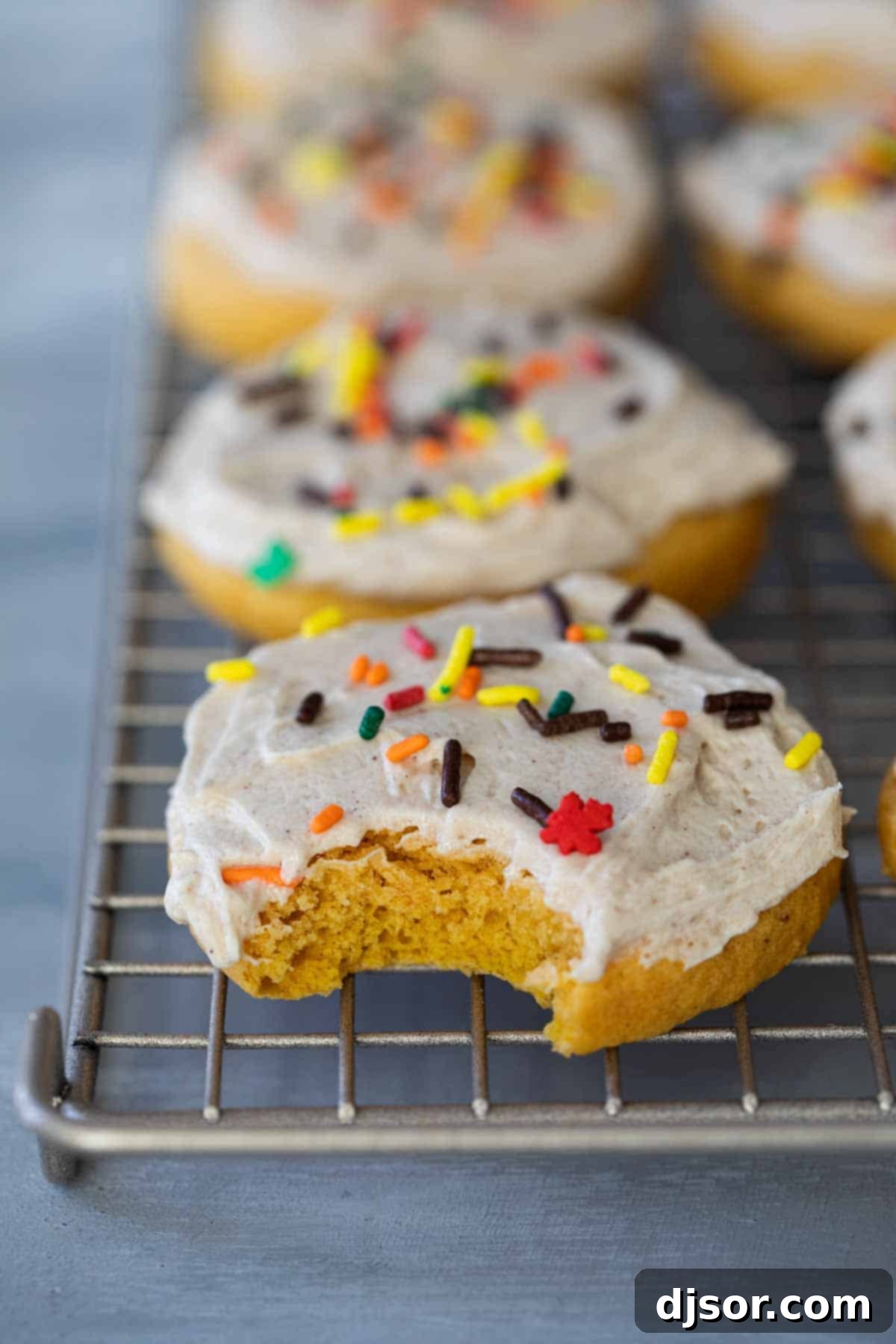texture of Soft Pumpkin Sugar Cookies with Maple Cinnamon Buttercream