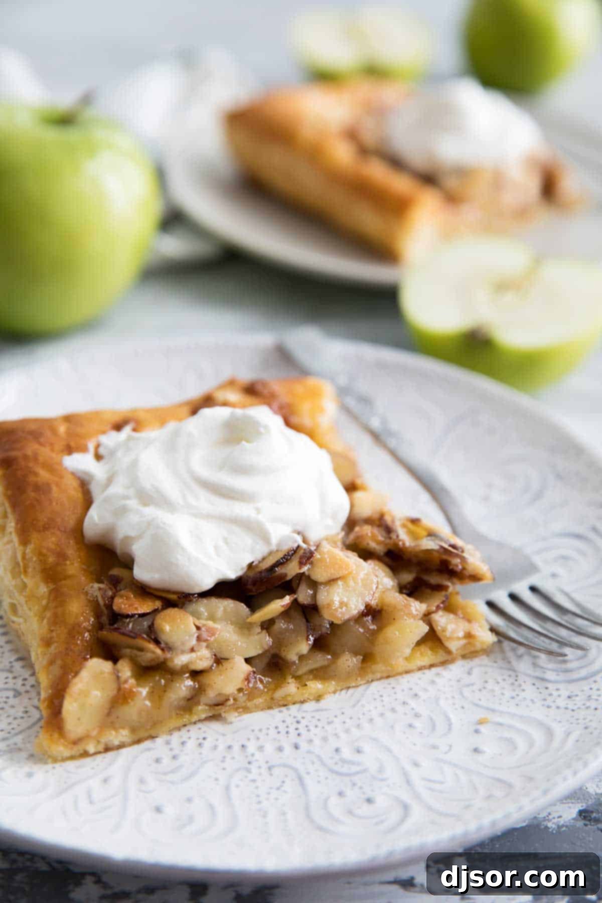 Slice of Apple Tart with Almond Tosca Topping