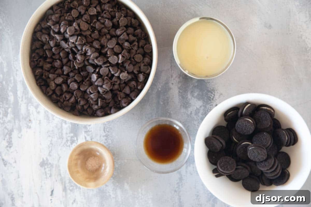 Ingredients for Oreo Fudge.