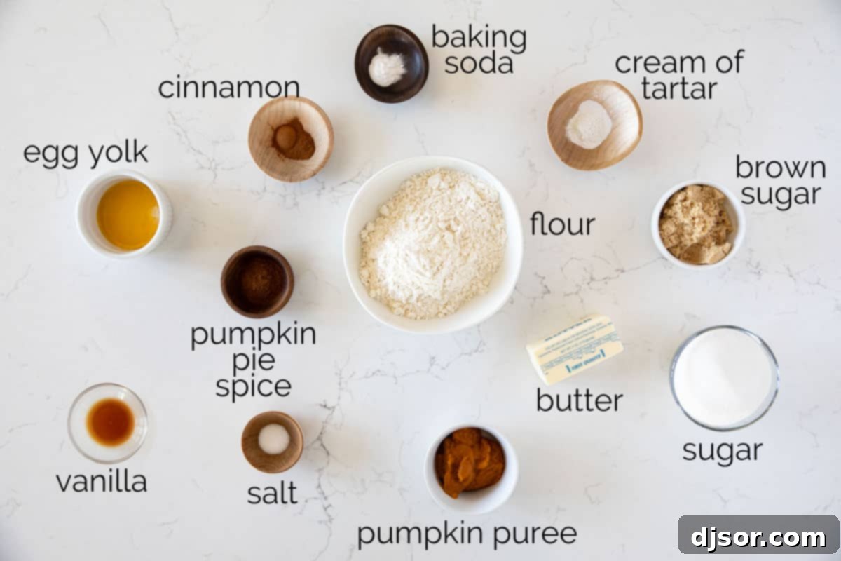 Ingredients for Pumpkin Snickerdoodles.