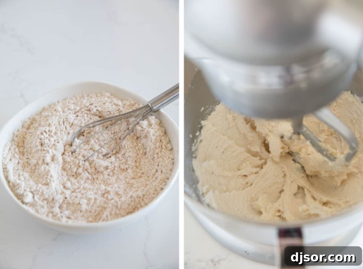 Mixing together dry ingredients and mixing wet ingredients for pumpkin snickerdoodles.