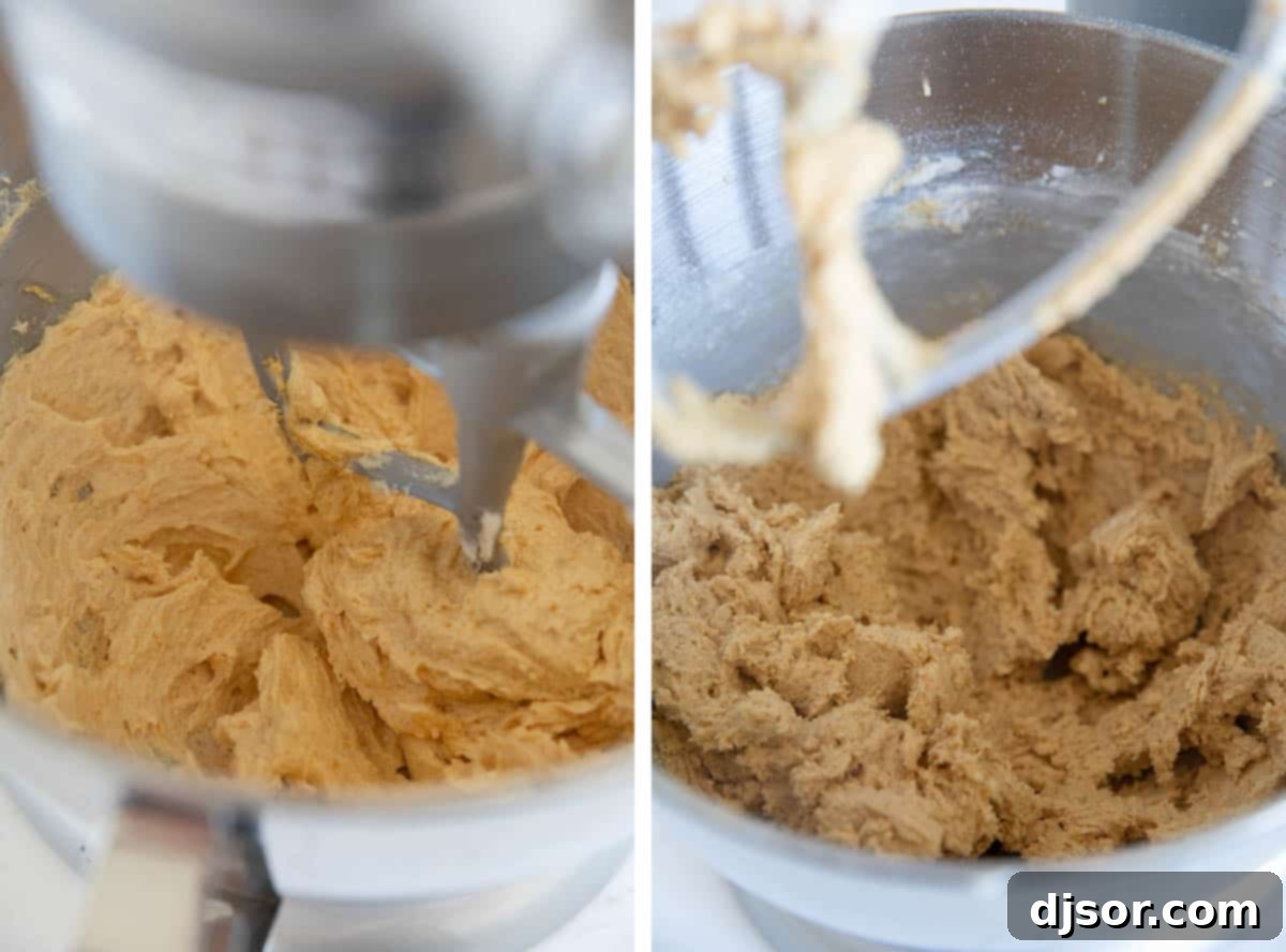 Making the dough for pumpkin snickerdoodles.