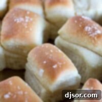 Parker House Rolls topped with finishing salt.