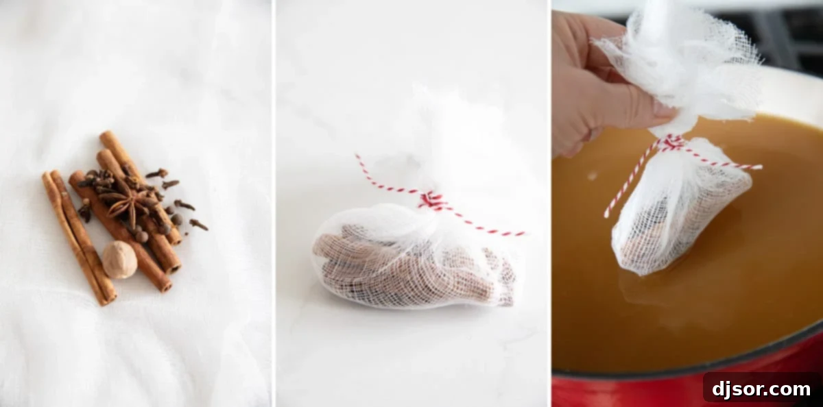 Making a spice bundle for Wassail.