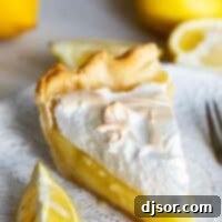 slice of lemon meringue pie on a plate