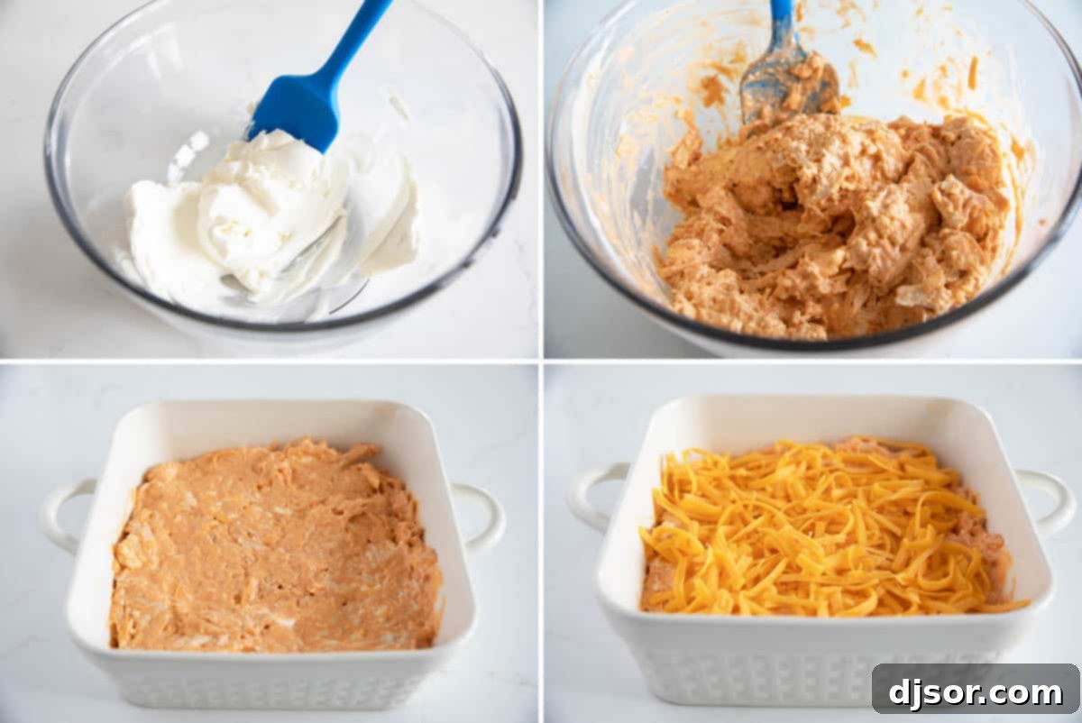 Steps to make Buffalo Chicken Dip. A classic game day appetizer, this Buffalo Chicken Dip is so popular for a reason! Filled with all of your favorite buffalo chicken flavors, this dip is super easy to make and always disappears.
