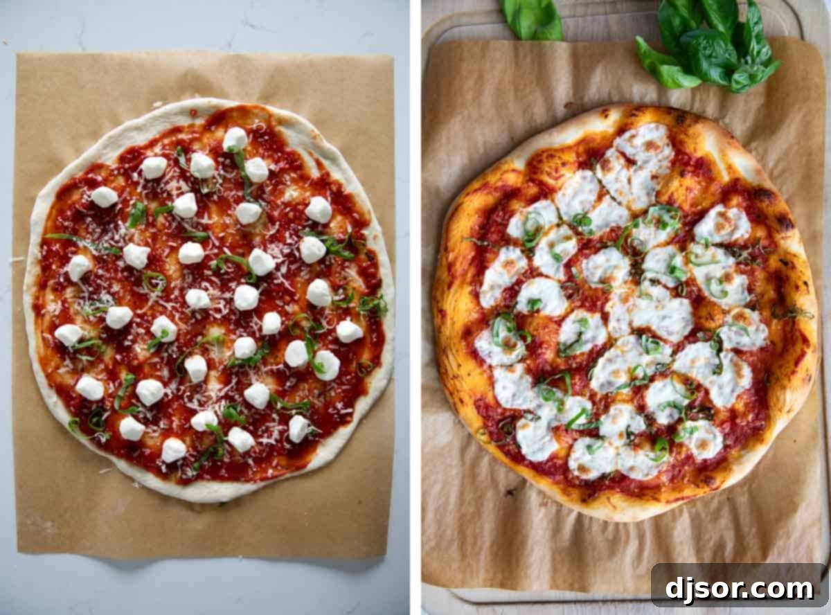 Building Your Delicious Margherita Pizza Assembling a Margherita Pizza with sauce, mozzarella, and basil on pizza dough.