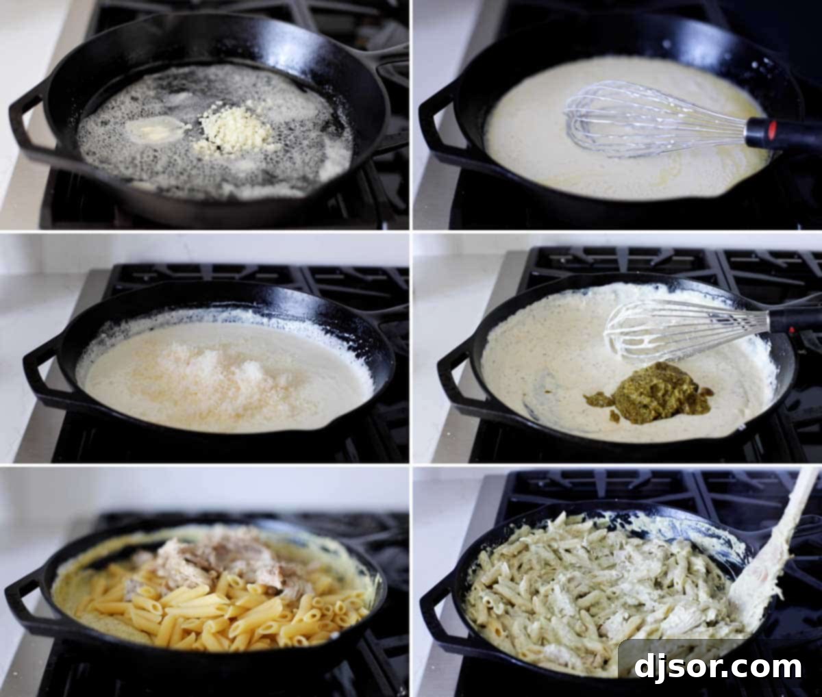 Creamy Pesto Chicken Pasta 4 Steps to make chicken pesto pasta.