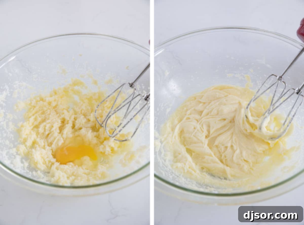 A mixing bowl with wet ingredients, including beaten eggs, eggnog, and rum extract, being combined to create the flavorful batter for the eggnog bread.