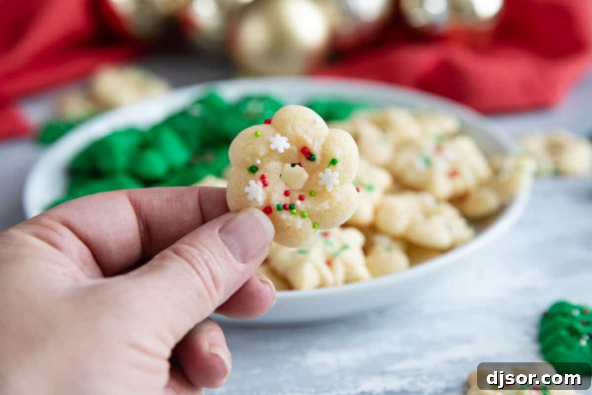Homemade Spritz Cookies A Step-by-Step Guide 8 Hand holding a single spritz cookie.