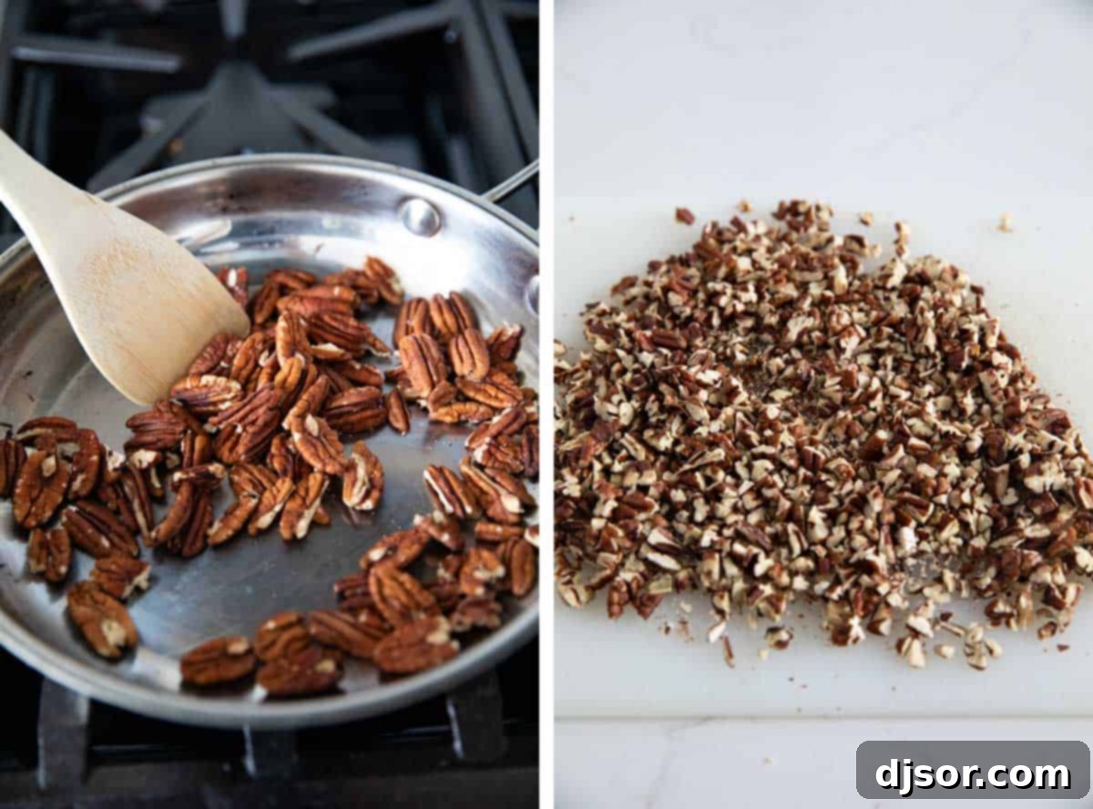 Toasting pecans for Mexican wedding cookies.