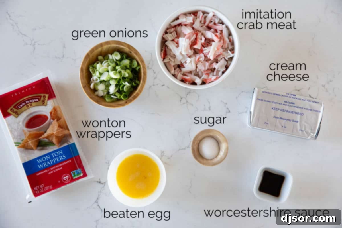 Ingredients to make Crab Rangoon.