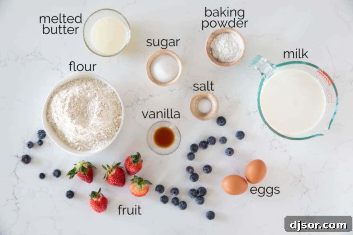 Ingredients to make sheet pan pancakes.