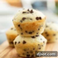stacked chocolate chip muffins