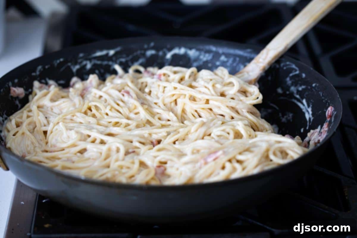 Making Alfredo Pasta with Bacon
